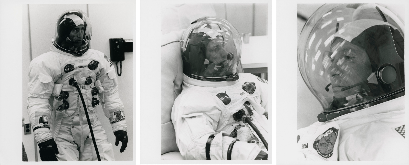 Portraits of the astronauts in spacesuit