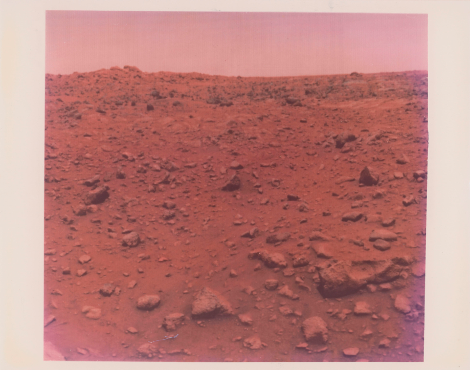 The first color photograph taken on the surface of Mars, the Red Planet
