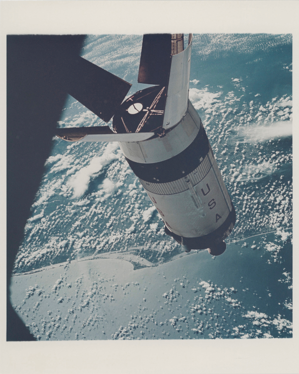 First Apollo rocket stage photographed from space: the SIVB over Cape Kennedy