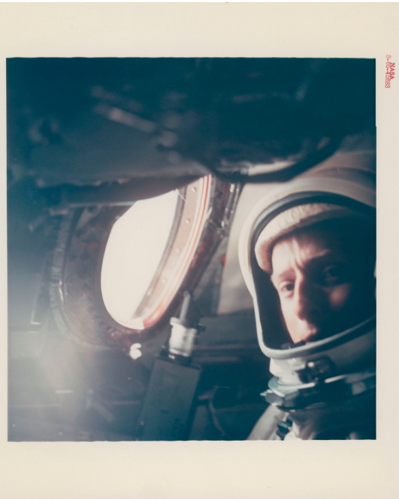 In-flight portrait of Pete Conrad in weightlessness, August 21-29, 1965