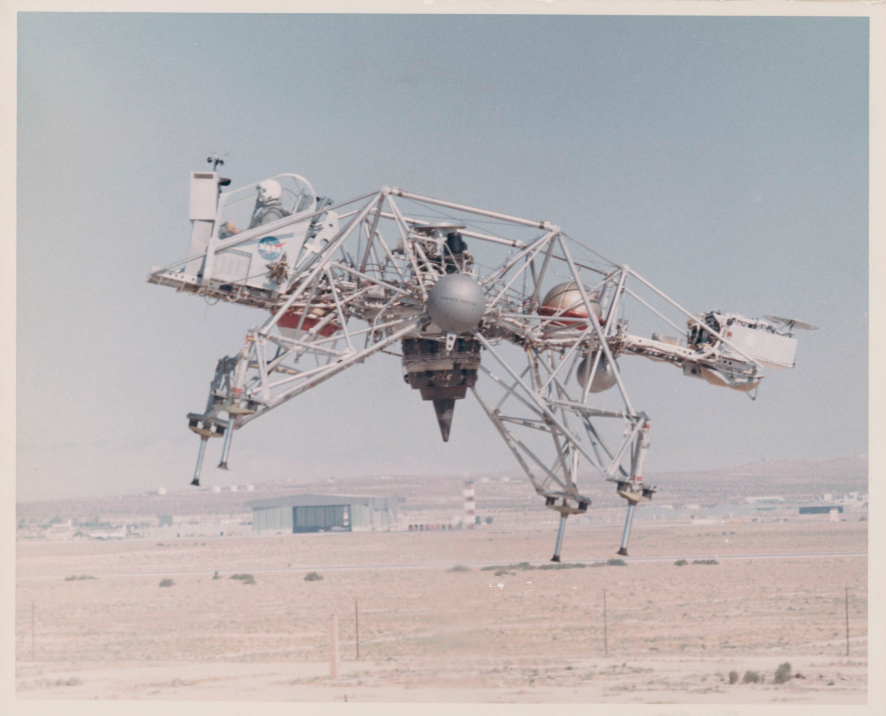 Test flight of the first Lunar Landing Research Vehicle (LLRV-1) at NASA’s Flight Research Center